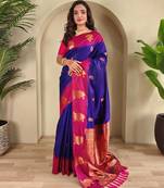 Magenta art silk  woven saree