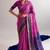 Checkered polyester viscose chanderi saree featuring vibrant printed motifs & traditional zari border