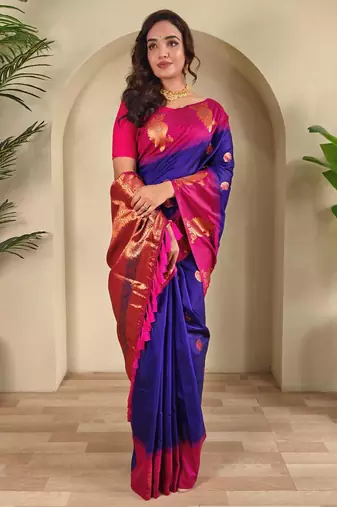 Magenta art silk  woven saree