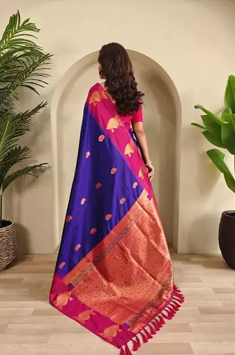 Magenta art silk  woven saree