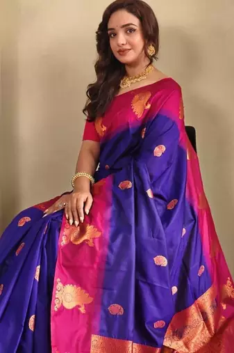 Magenta art silk  woven saree