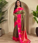 Mehendi art silk  woven saree