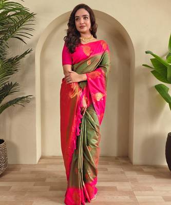 Mehendi art silk  woven saree 2