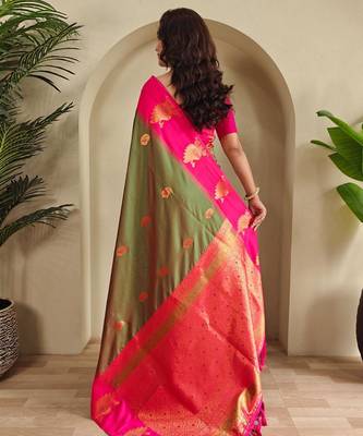 Mehendi art silk  woven saree 3