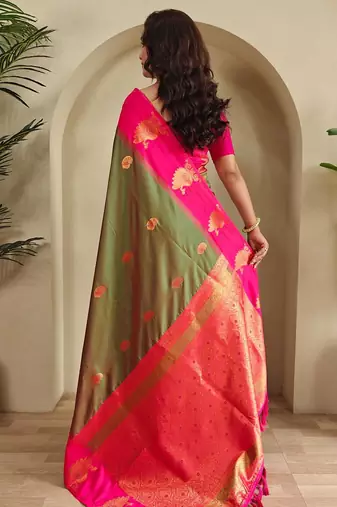 Mehendi art silk  woven saree