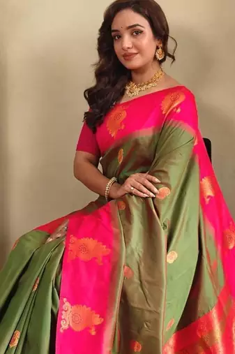 Mehendi art silk  woven saree