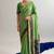 Checkered polyester viscose chanderi saree featuring vibrant printed motifs & traditional zari border