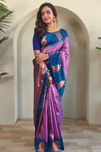 Onion pink art silk  woven saree