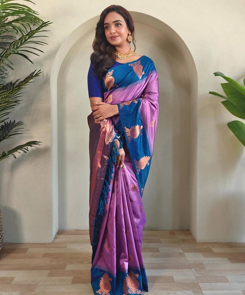 Onion pink art silk  woven saree