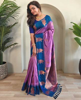 Onion pink art silk  woven saree 2