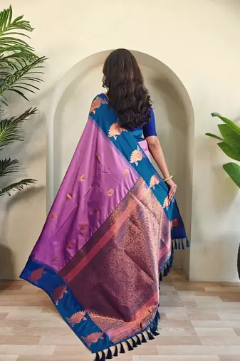 Onion pink art silk  woven saree