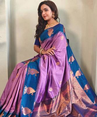 Onion pink art silk  woven saree 4
