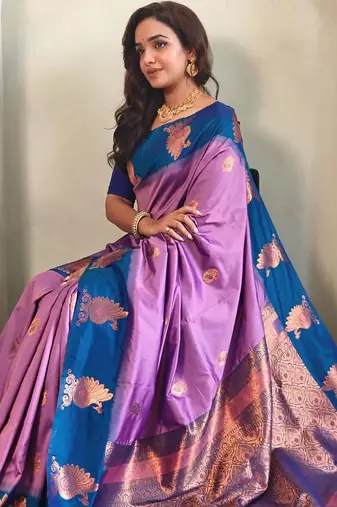 Onion pink art silk  woven saree