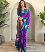 Purple art silk  woven saree