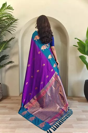 Purple art silk  woven saree