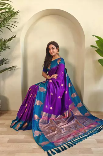 Purple art silk  woven saree
