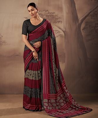 Geometric printed poly mulmul cotton saree for everyday elegance 1