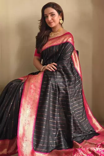 Black art silk  woven saree