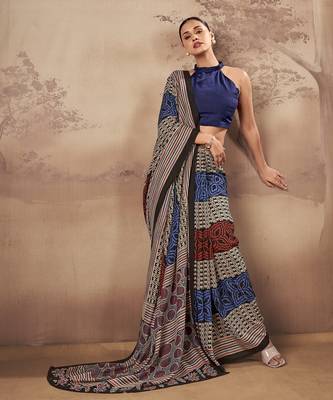 Geometric printed poly mulmul cotton saree for everyday elegance 1