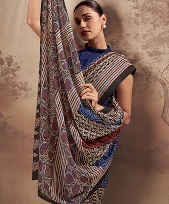 Geometric printed poly mulmul cotton saree for everyday elegance 2