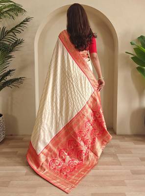 Cream art silk  woven saree 3