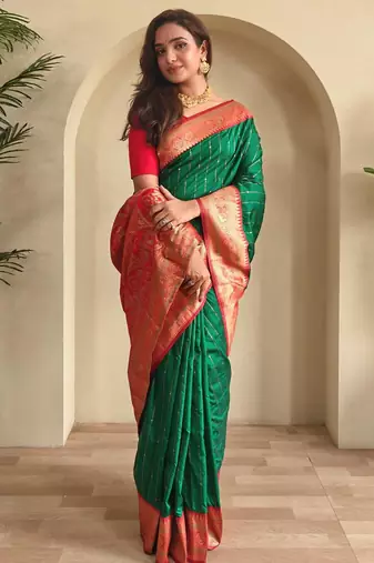 Green art silk  woven saree