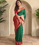 Green art silk  woven saree