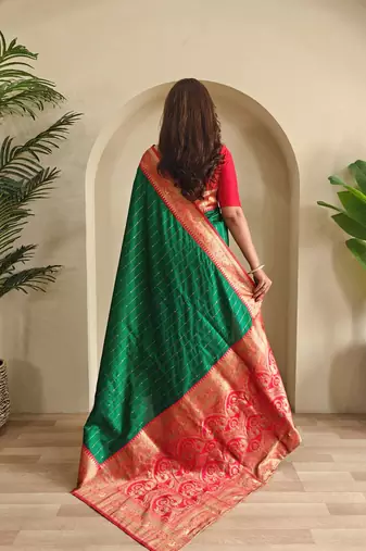 Green art silk  woven saree