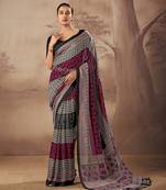 Geometric printed poly mulmul cotton saree for everyday elegance