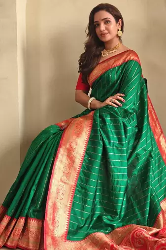Green art silk  woven saree