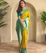 Lemon art silk  woven saree