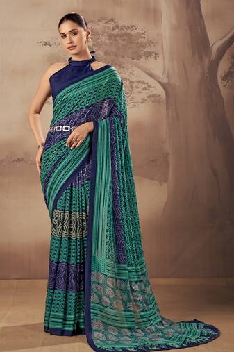 Geometric printed poly mulmul cotton saree for everyday elegance