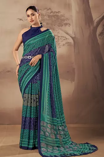 Geometric printed poly mulmul cotton saree for everyday elegance