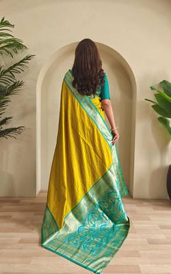Lemon art silk  woven saree 3