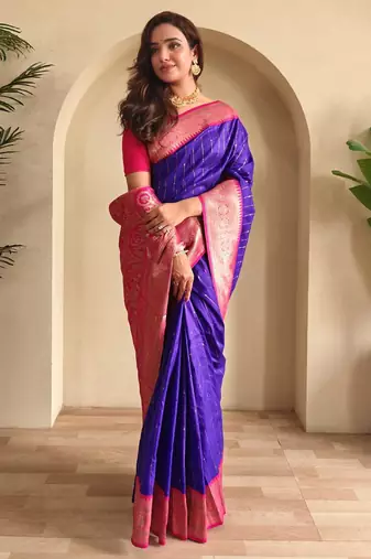 Purple art silk  woven saree