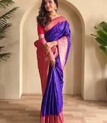 Purple art silk  woven saree
