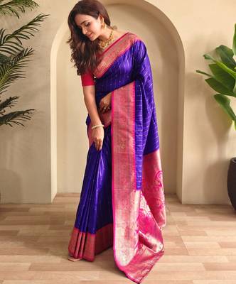 Purple art silk  woven saree 2