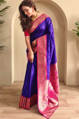 Purple art silk  woven saree