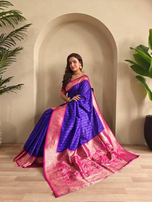 Purple art silk  woven saree 4