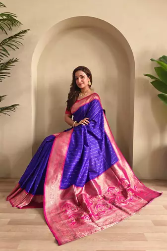 Purple art silk  woven saree