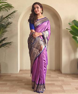Onion pink art silk  woven saree 1