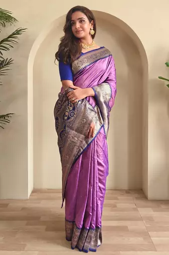 Onion pink art silk  woven saree
