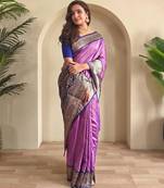 Onion pink art silk  woven saree