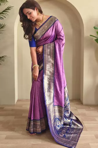 Onion pink art silk  woven saree