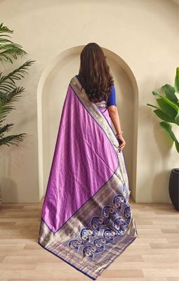 Onion pink art silk  woven saree 3