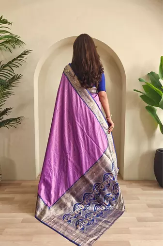 Onion pink art silk  woven saree