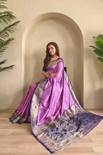 Onion pink art silk  woven saree