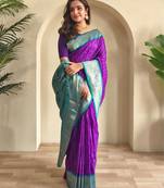 Purple art silk  woven saree