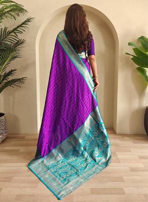 Purple art silk  woven saree 3