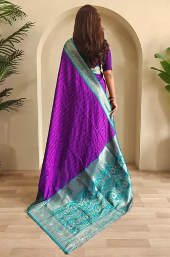 Purple art silk  woven saree
